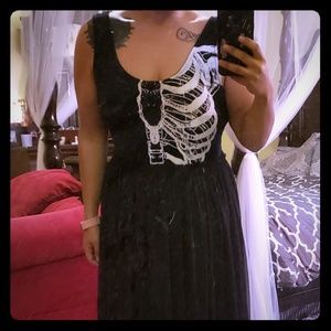 Hot Topic Skeletal Dress with sewn in tutu